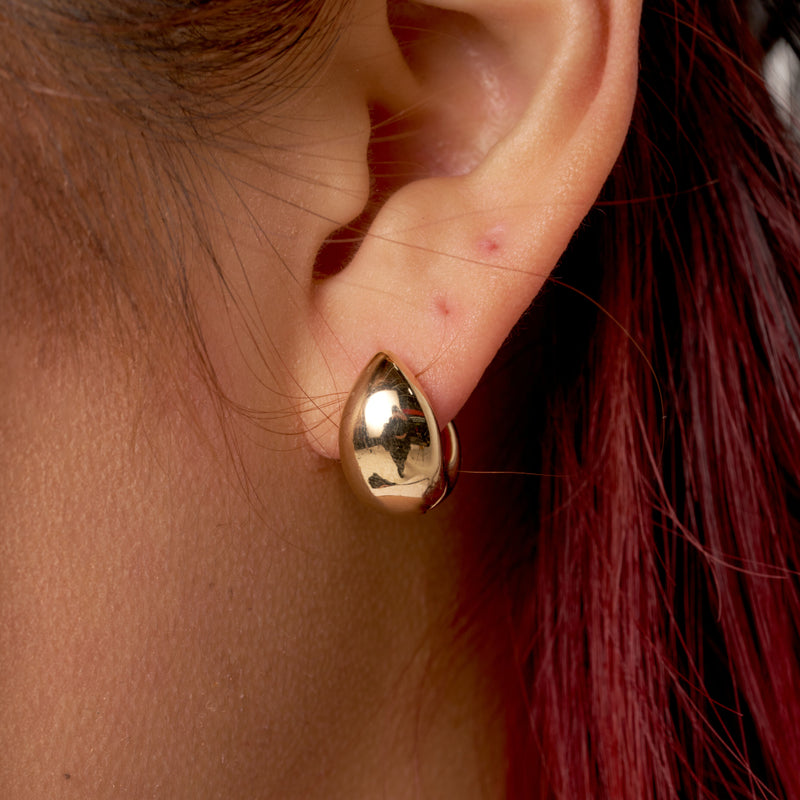 Gold Teardrop Huggie Hoop Earrings