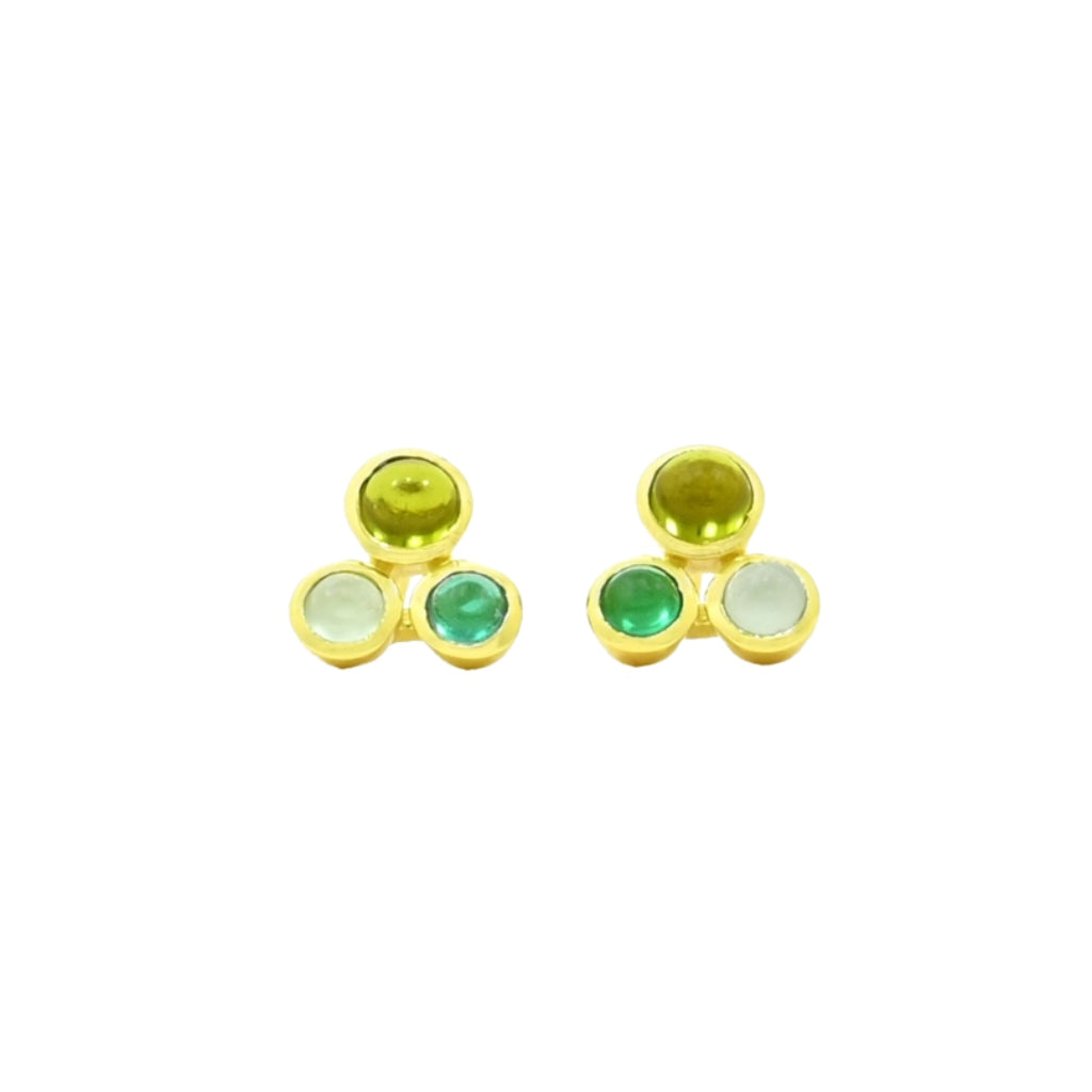 Gold Three Circle Stud Earrings | Ada | Noyre