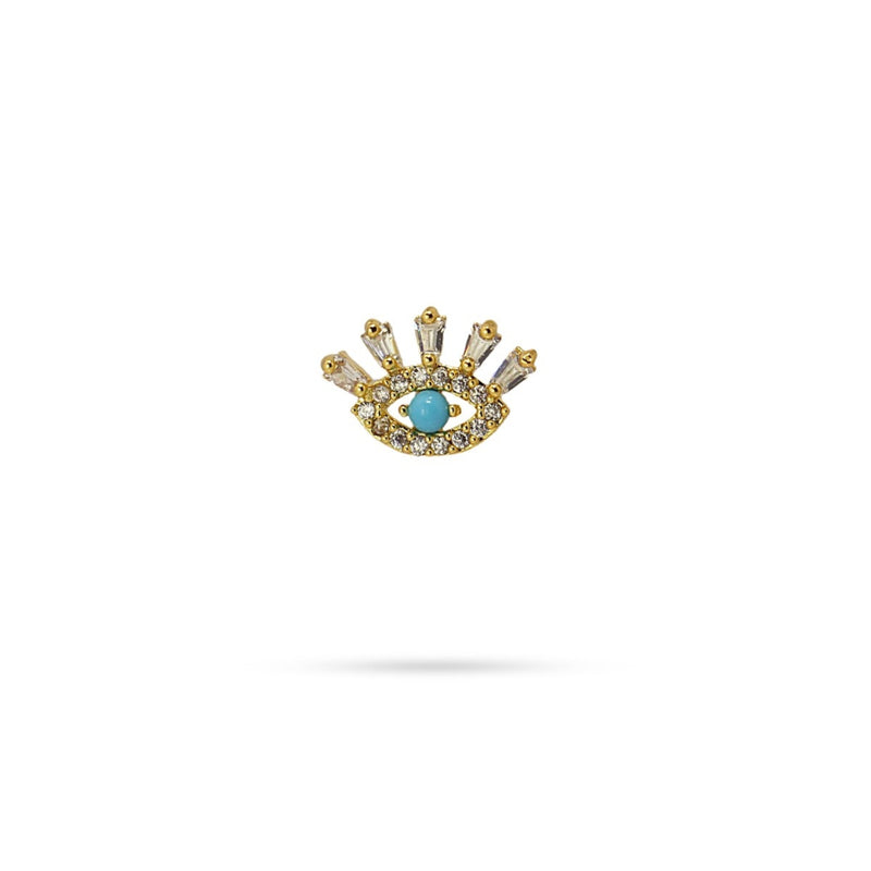 Gold Turquoise Evil Eye Ball Back Stud Earrings | Anartxy