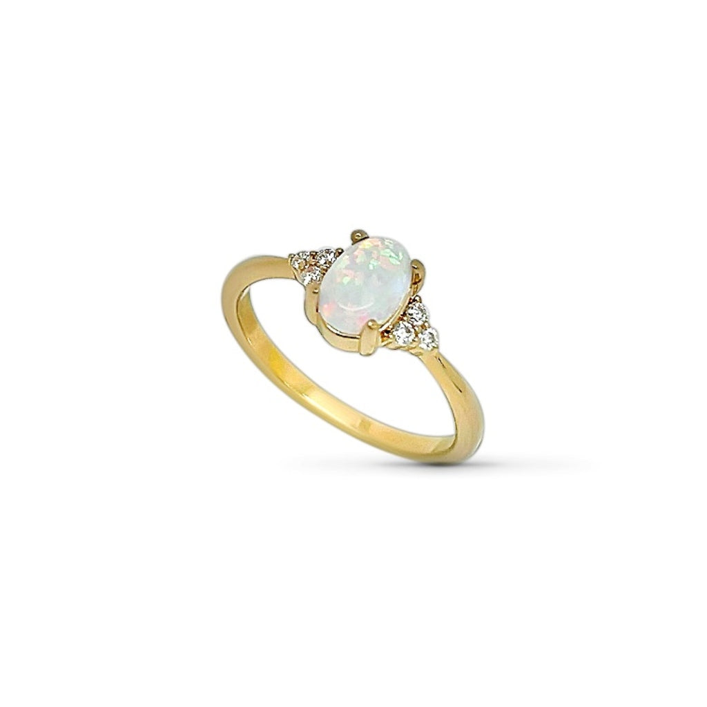 Gold White Opal Trilogy Ring | Cerissa