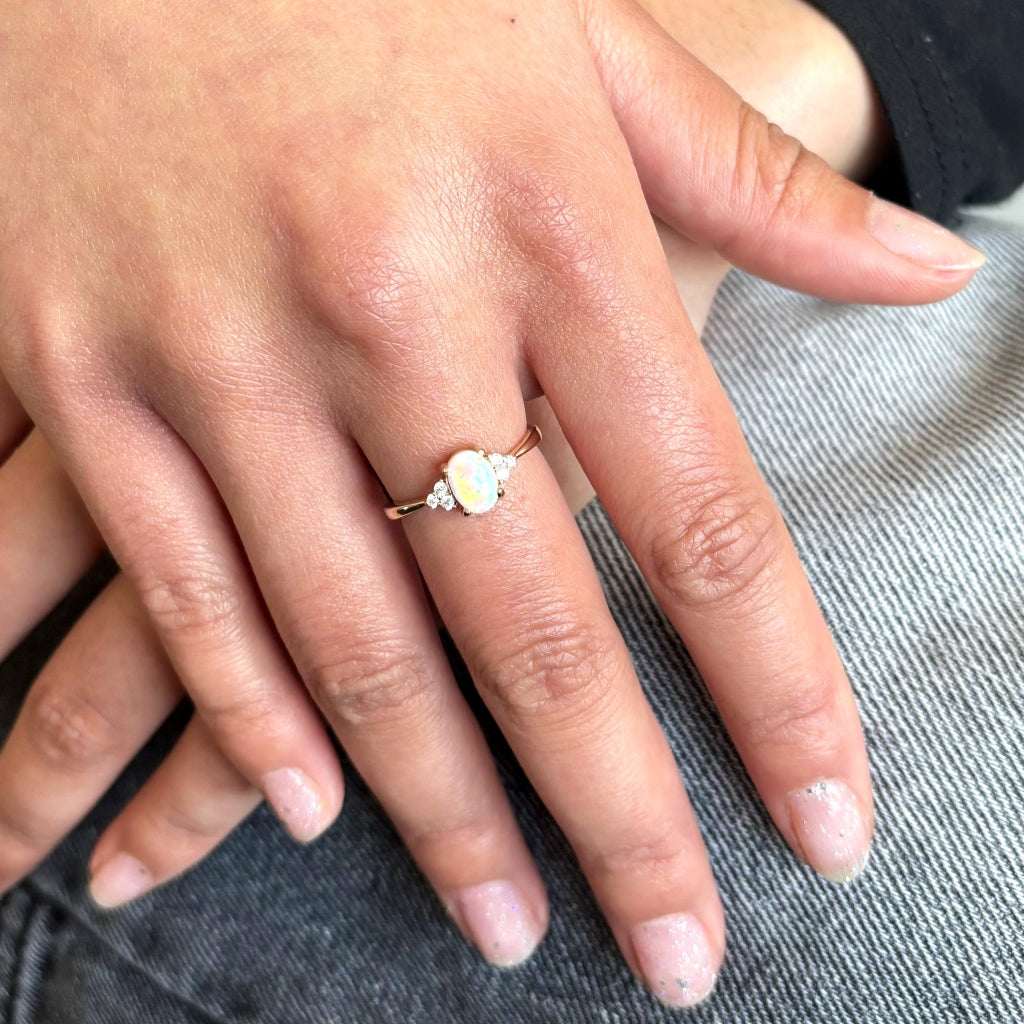 Gold White Opal Trilogy Ring | Cerissa