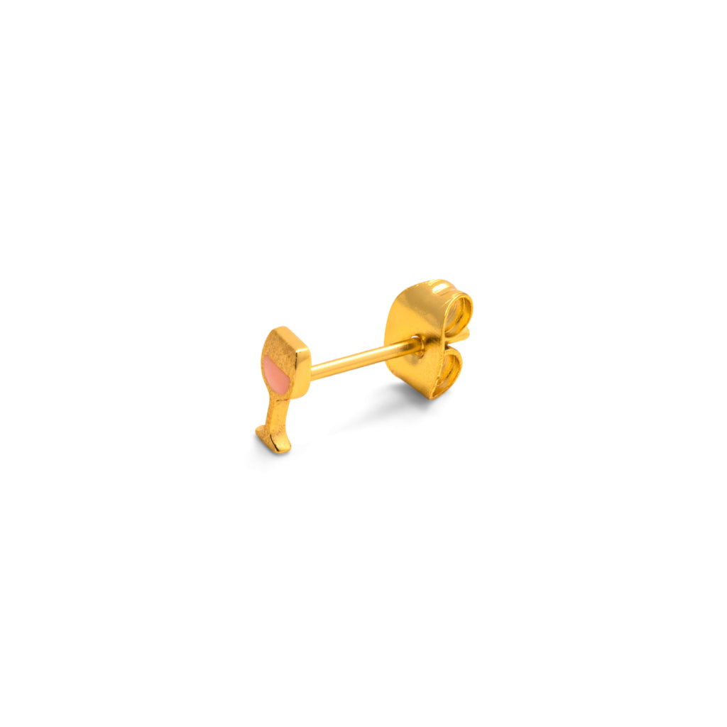 Gold Wine Glass Single Stud Earring