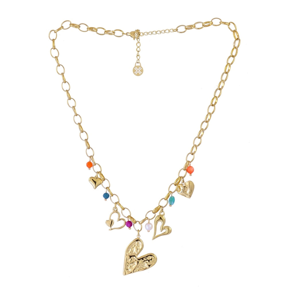 Gold Heart Charm Belcher Chain Necklace | Anartxy