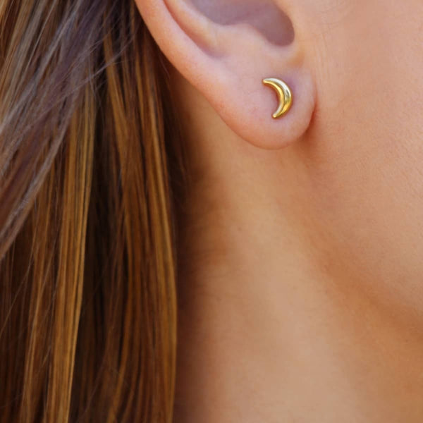 Half Moon Ball Back Stud Earrings | Anartxy