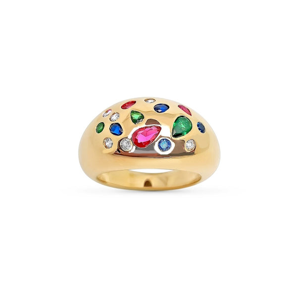Hana Gold Chunky Multicolour Dome Ring