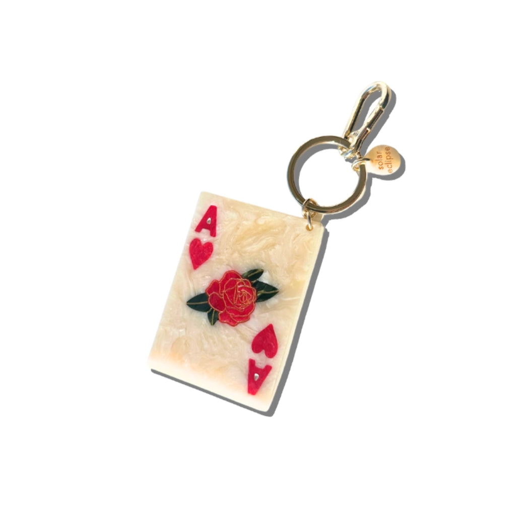 Hand-Painted Bag Charm & Keychain | Ace Of Hearts | Solar Eclipse