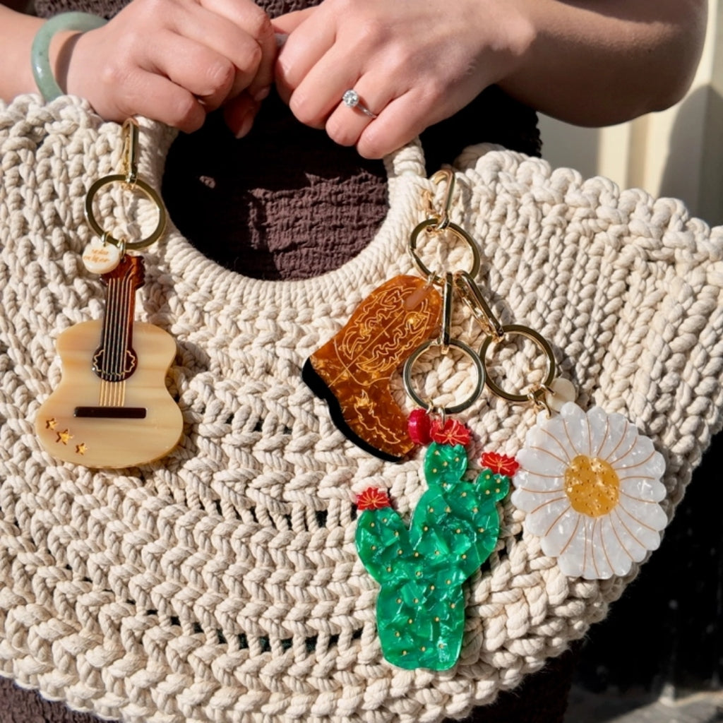 Hand-Painted Bag Charm & Keychain | Daisy | Solar Eclipse
