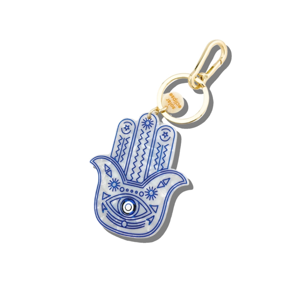 Hand-Painted Bag Charm & Keychain | Hamsa Hand | Solar Eclipse