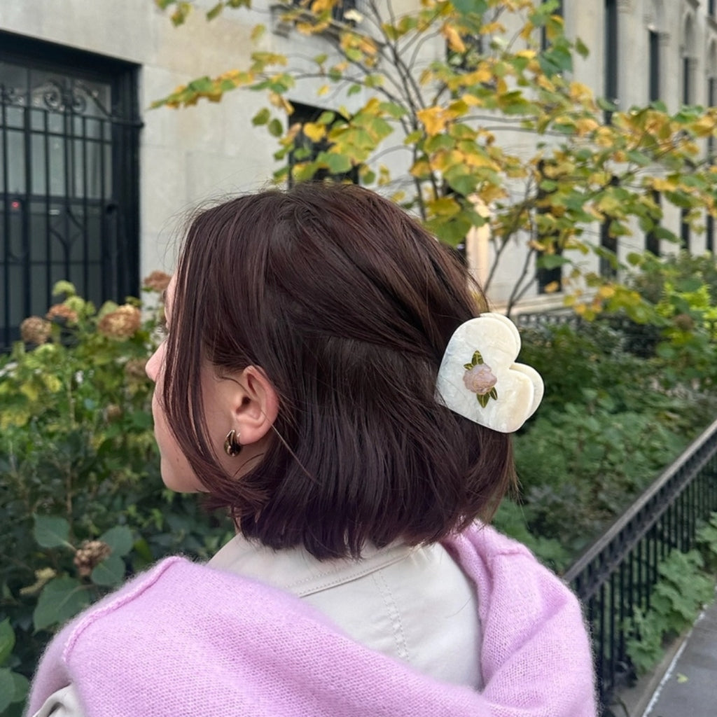 Hand-Painted Claw Hair Clip | Rose Heart | Solar Eclipse