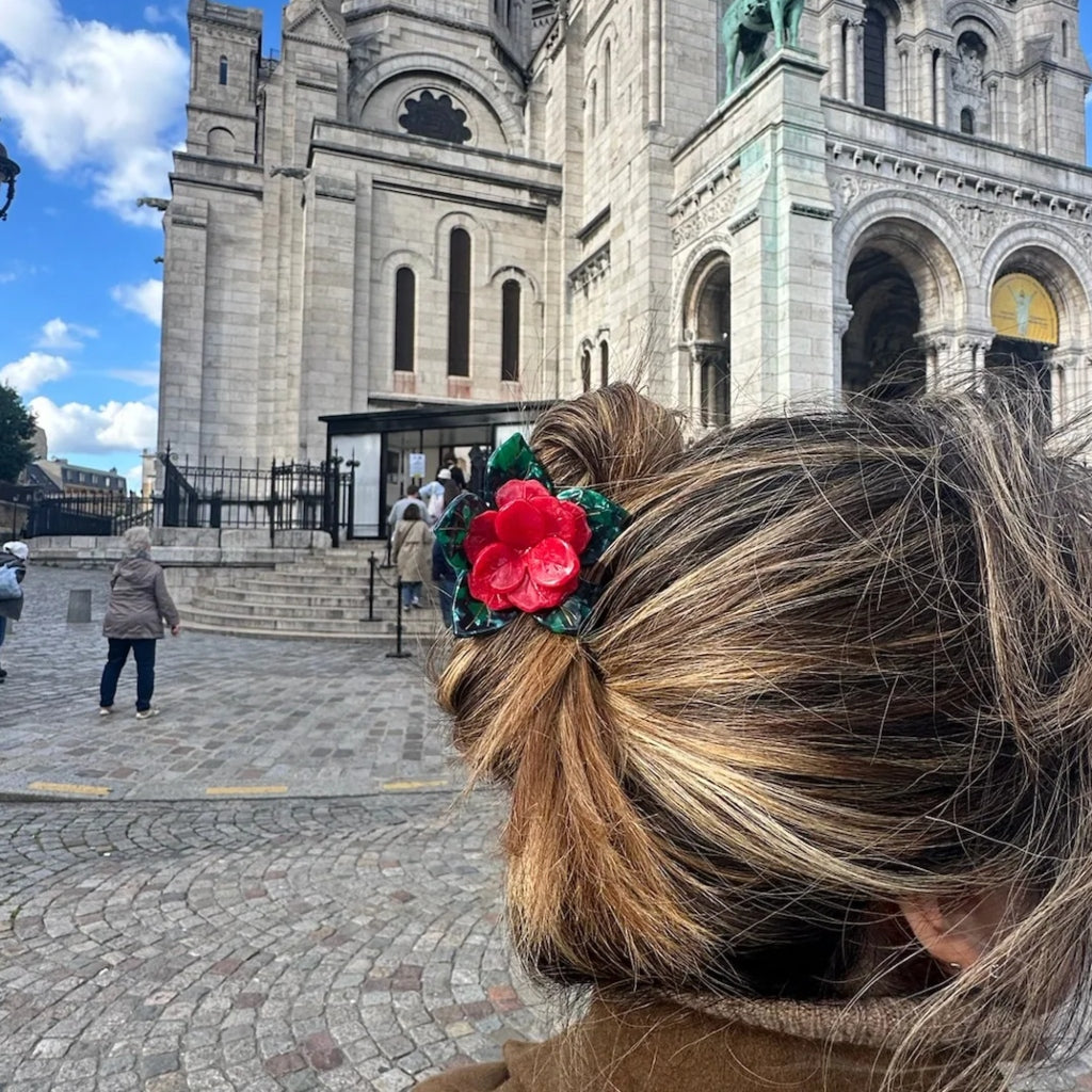 Hand-Painted Claw Hair Clip | Poinsettia | Solar Eclipse