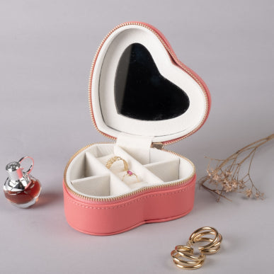 Heart Shaped Leather Jewellery Travel Case