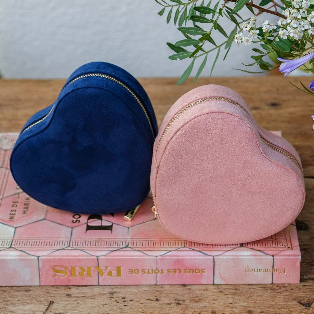 Heart Shaped Travel Jewellery Box | Celeste | Velvet | Maison Scarlett