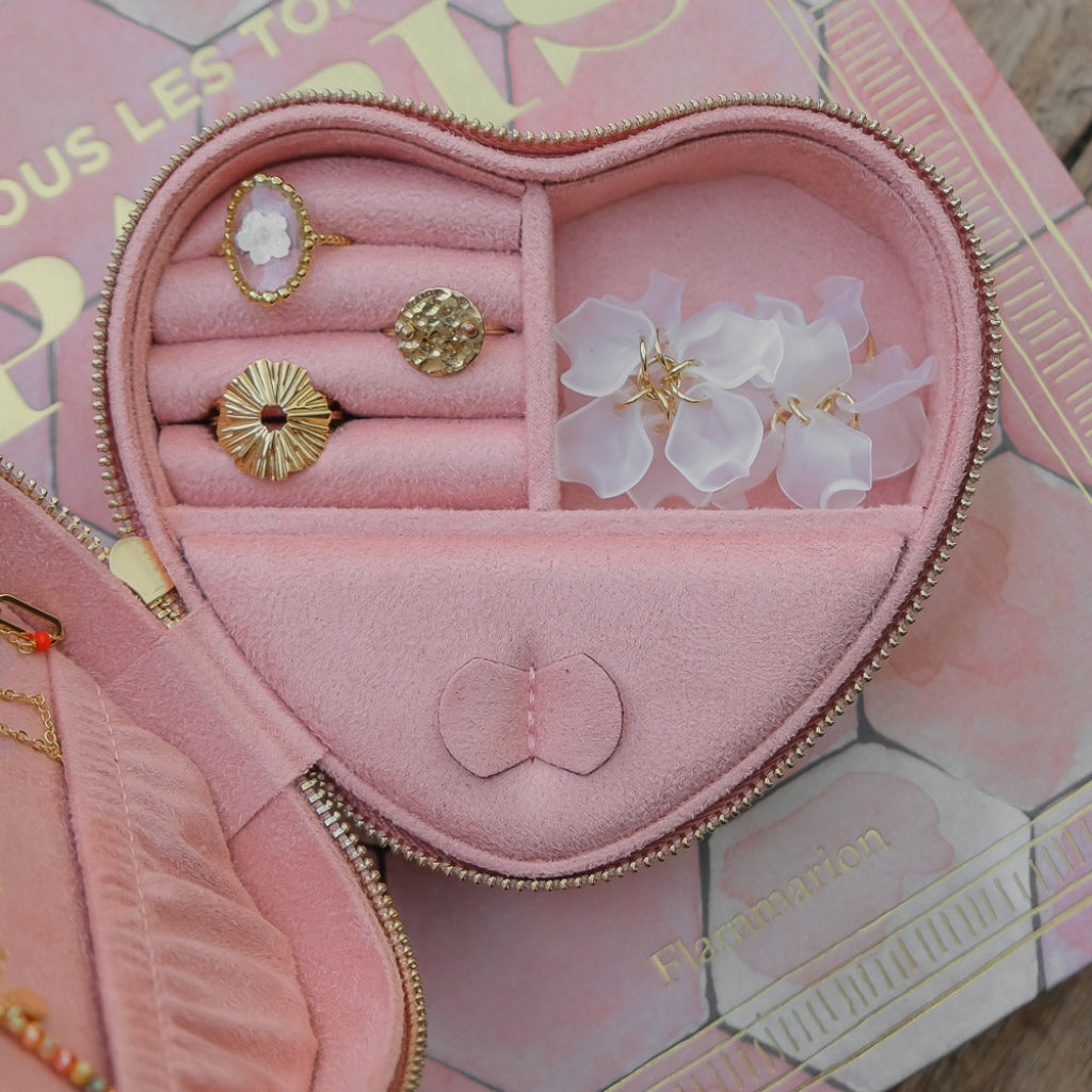 Heart Shaped Travel Jewellery Box | Celeste | Velvet | Maison Scarlett