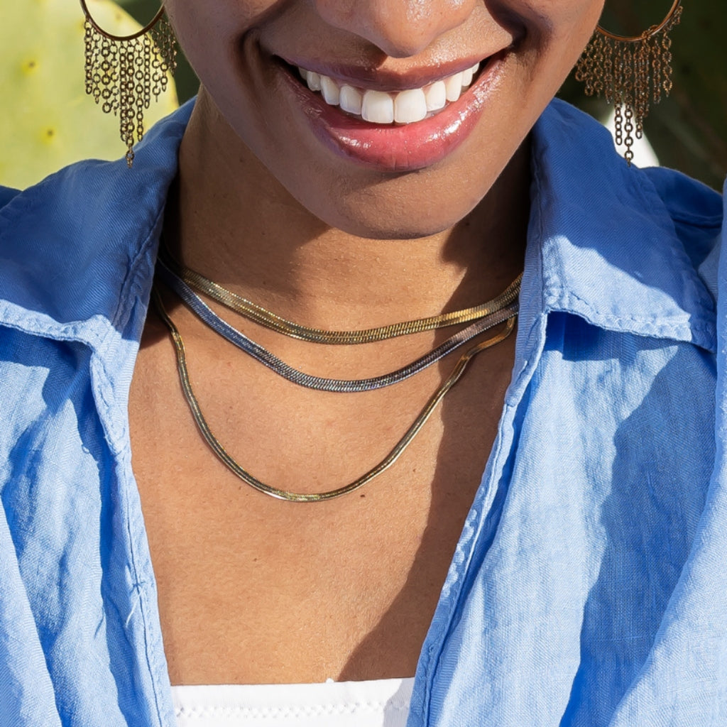 Silver Herringbone Chain Necklace | Anartxy