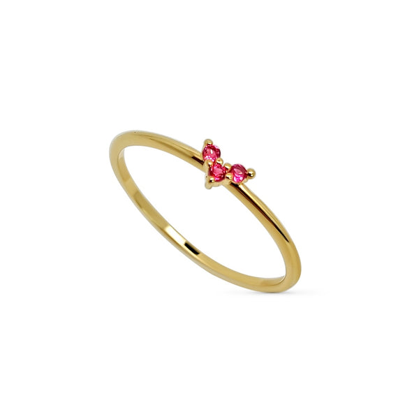 Gold Delicate Pink Stone Ring