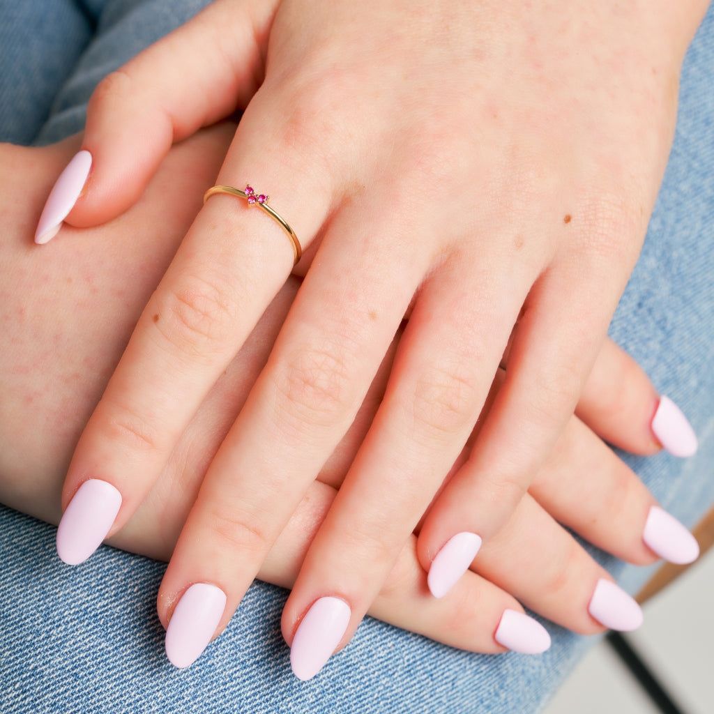 Gold Delicate Pink Stone Ring