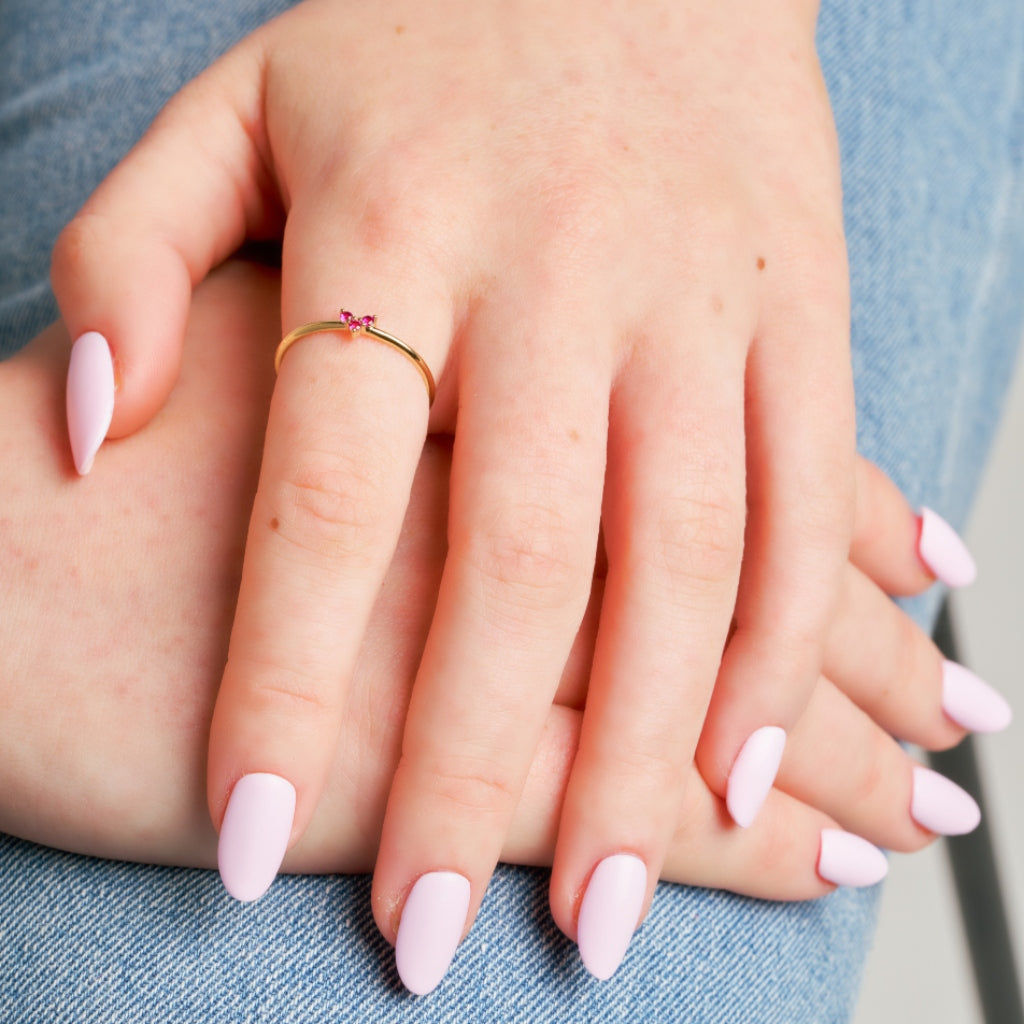 Gold Delicate Pink Stone Ring