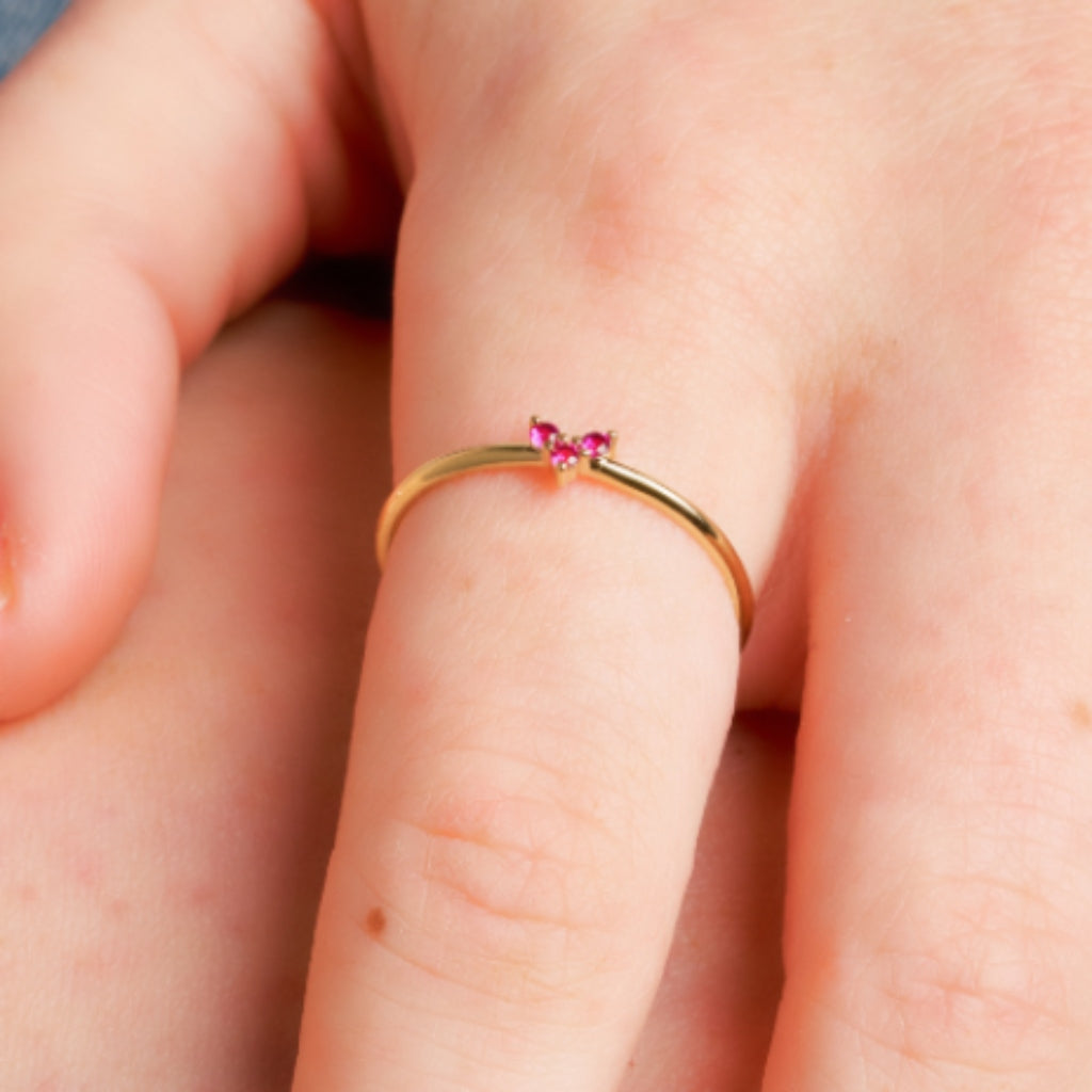 Gold Delicate Pink Stone Ring