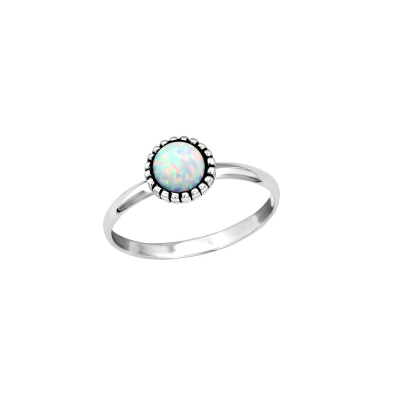 Jules Silver White Circle Opal Ring