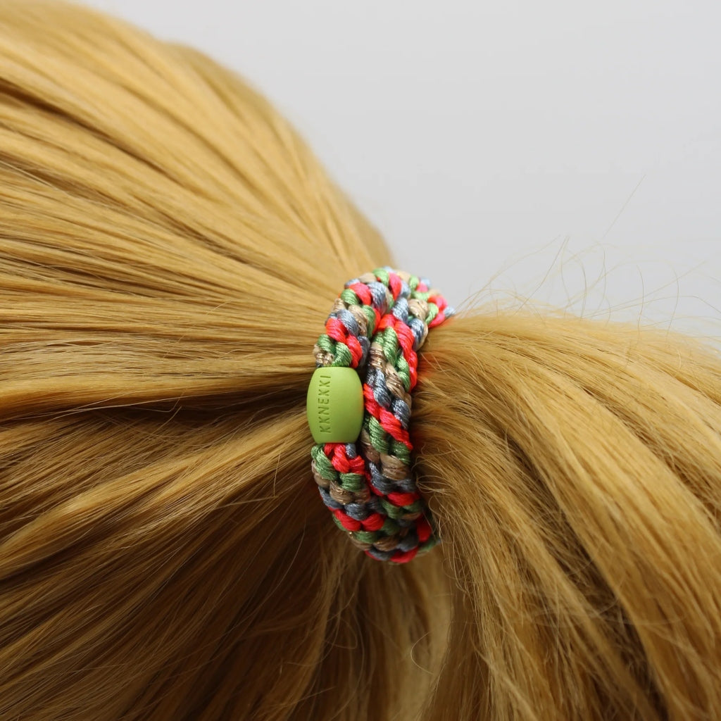 Kknekki Hair Tie | Mix | Grass Green & Neon Pink