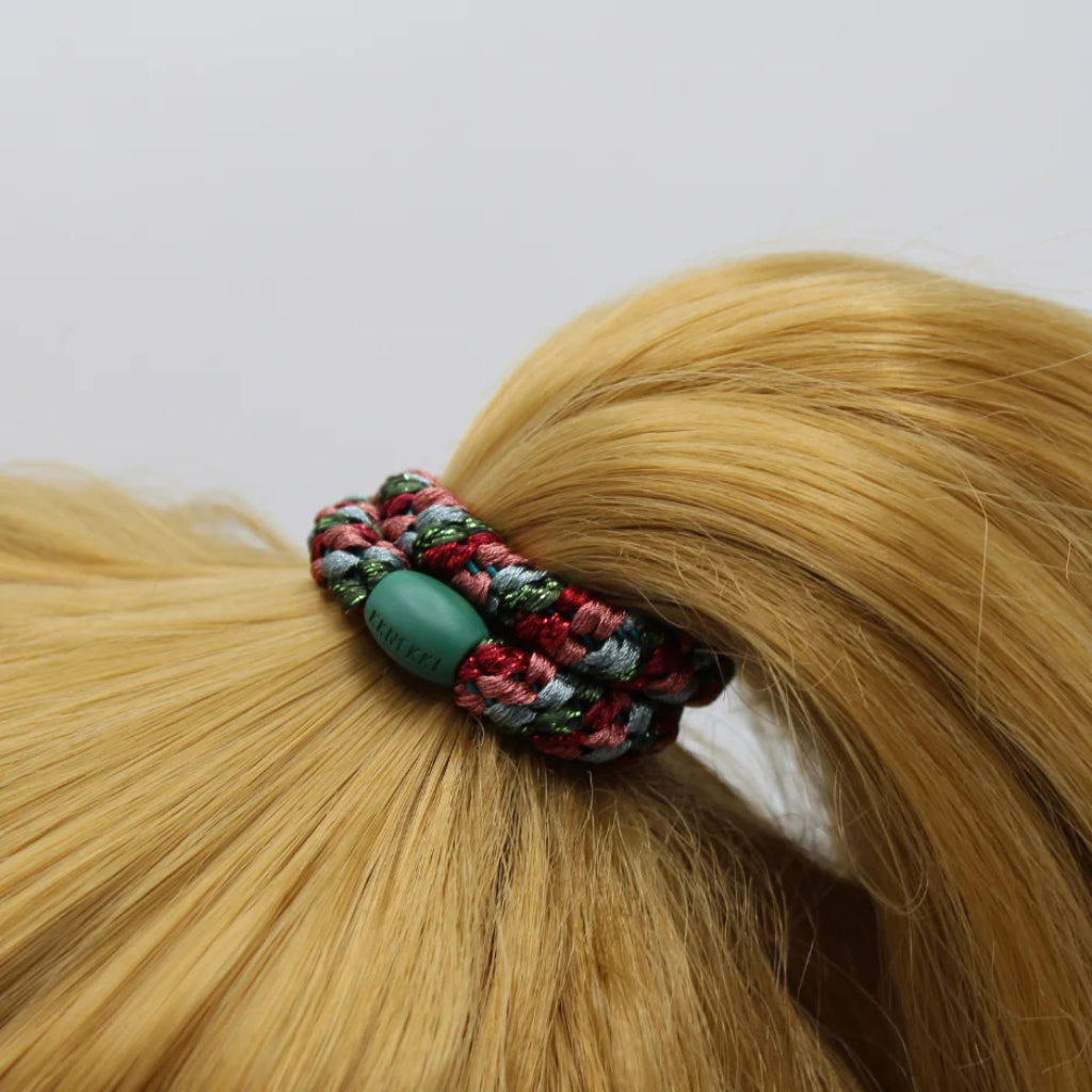 Kknekki Hair Tie | Mix | Green & Bordeaux Glitter