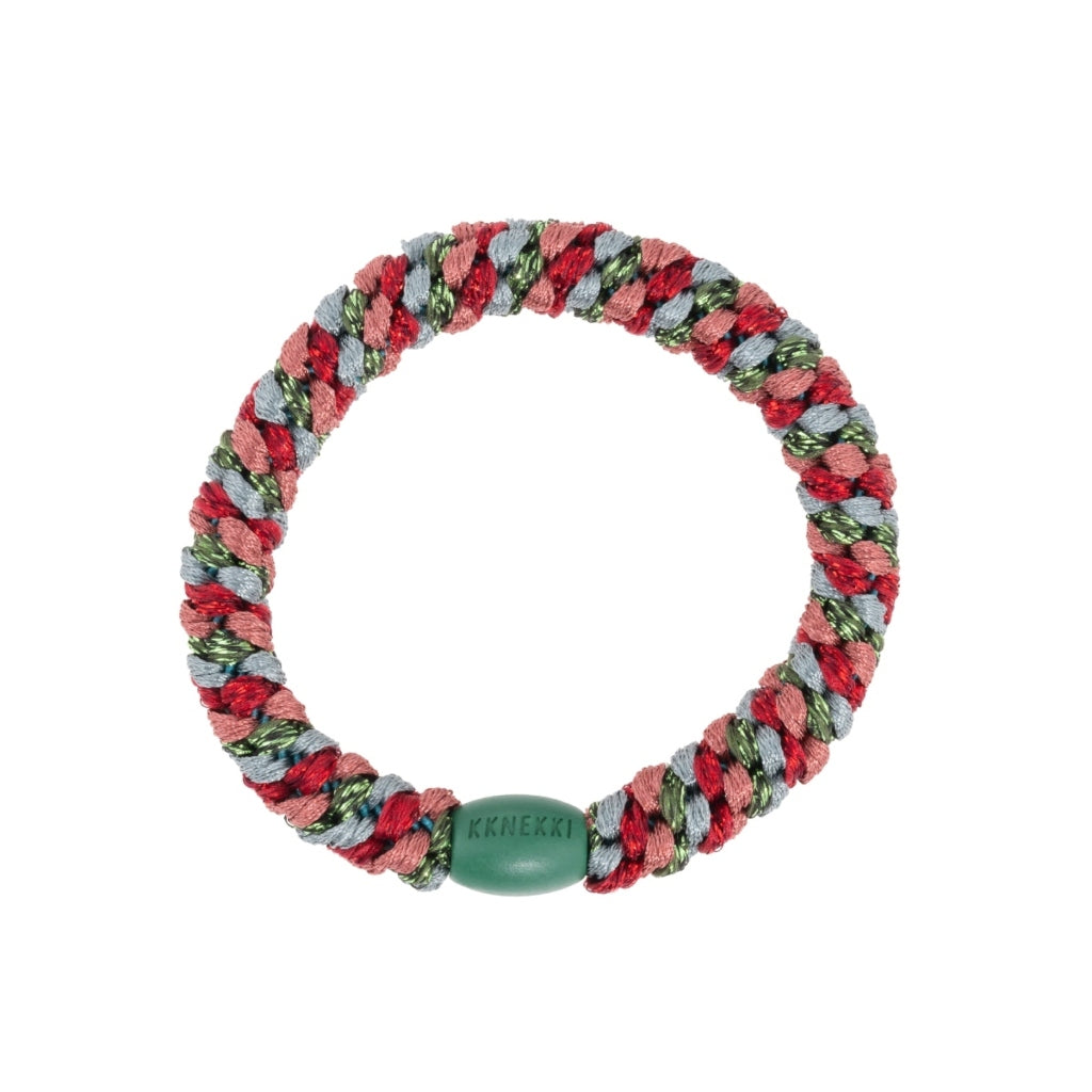 Kknekki Hair Tie | Mix | Green & Bordeaux Glitter