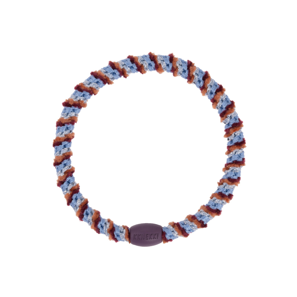 Kknekki Hair Tie | Slim Mix | Sky Blue & Terracotta Velvet