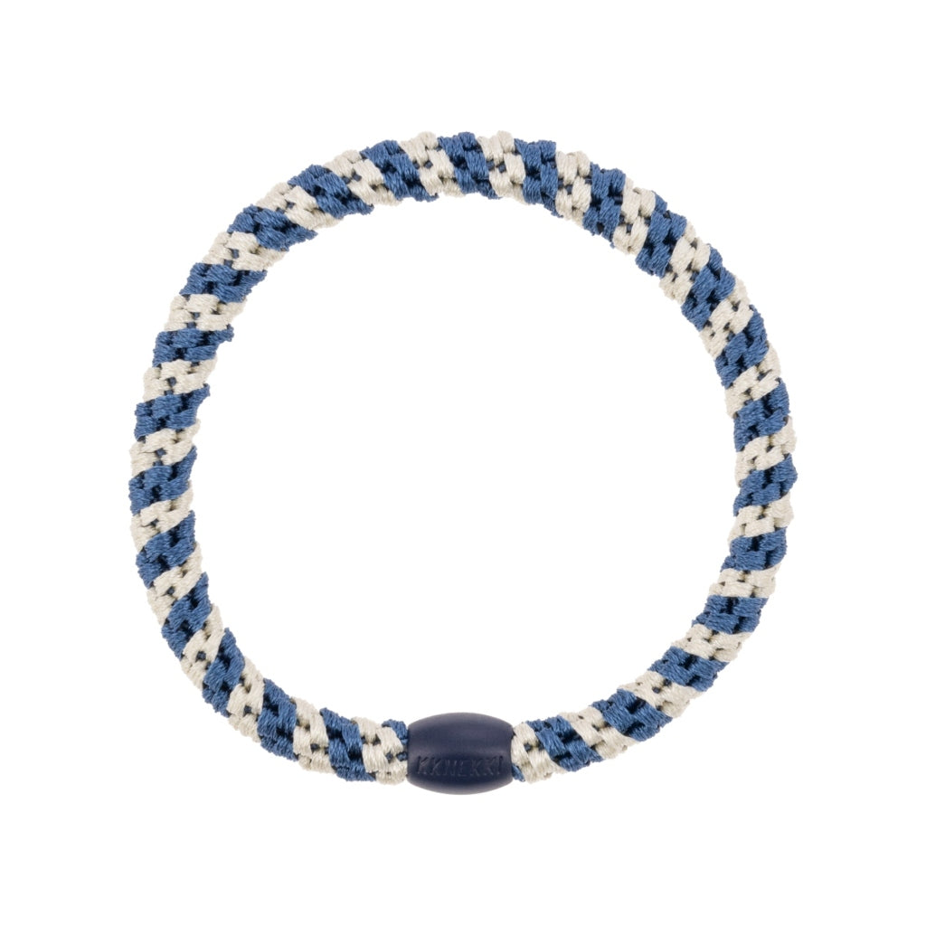 Kknekki Hair Tie | Slim Stripe | Indigo & Ivory