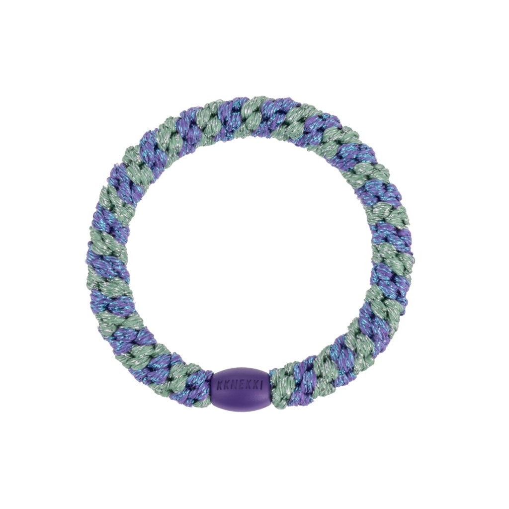 Kknekki Hair Tie | Stripe | Purple & Green Glitter