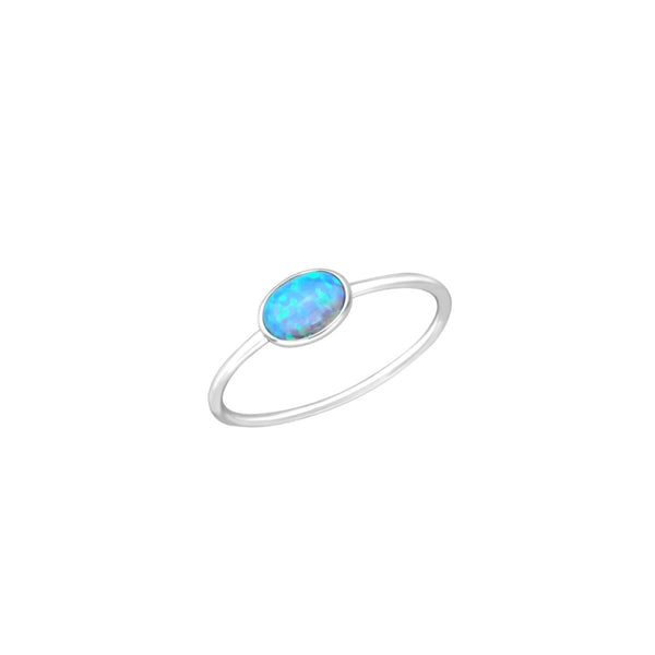 Lada Silver Blue Oval Opal Ring