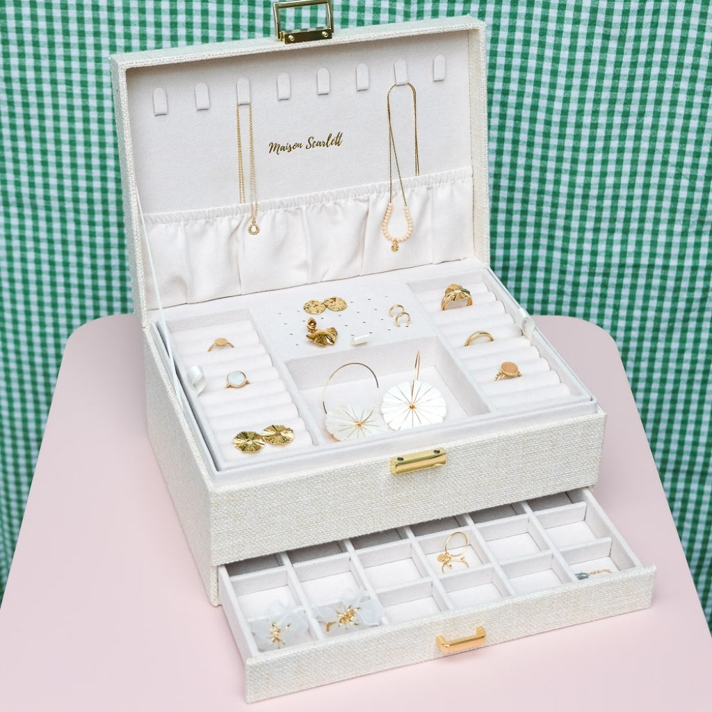 Large Jewellery Box | Denise | Linen | Maison Scarlett