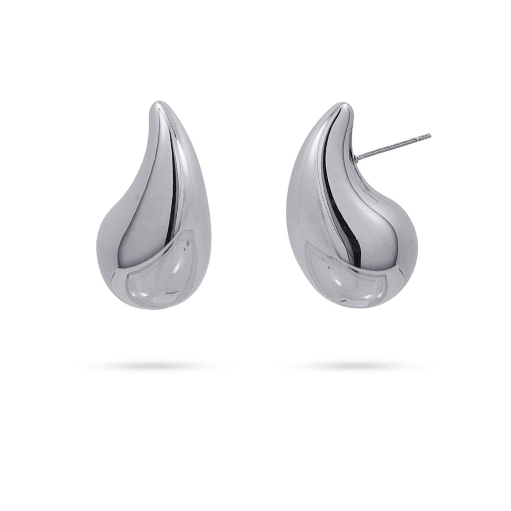 Silver Chunky Drop Stud Earrings