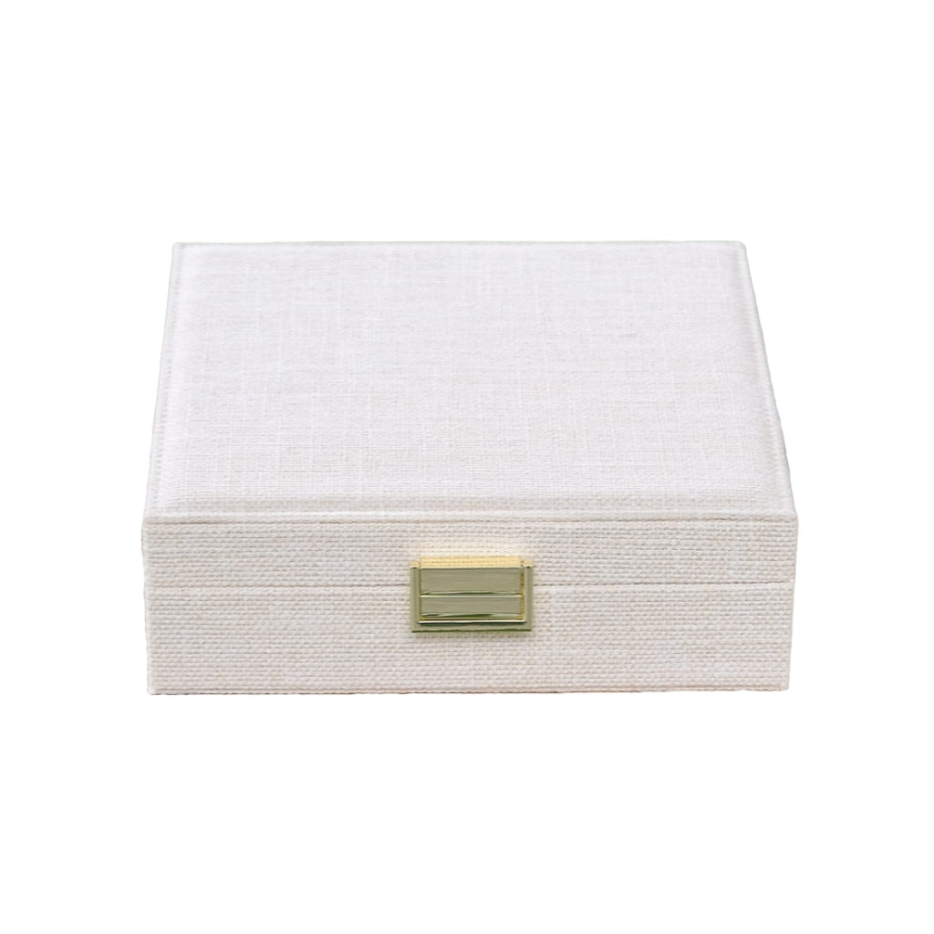 Large Square Jewellery Box | Anne | Linen | Maison Scarlett