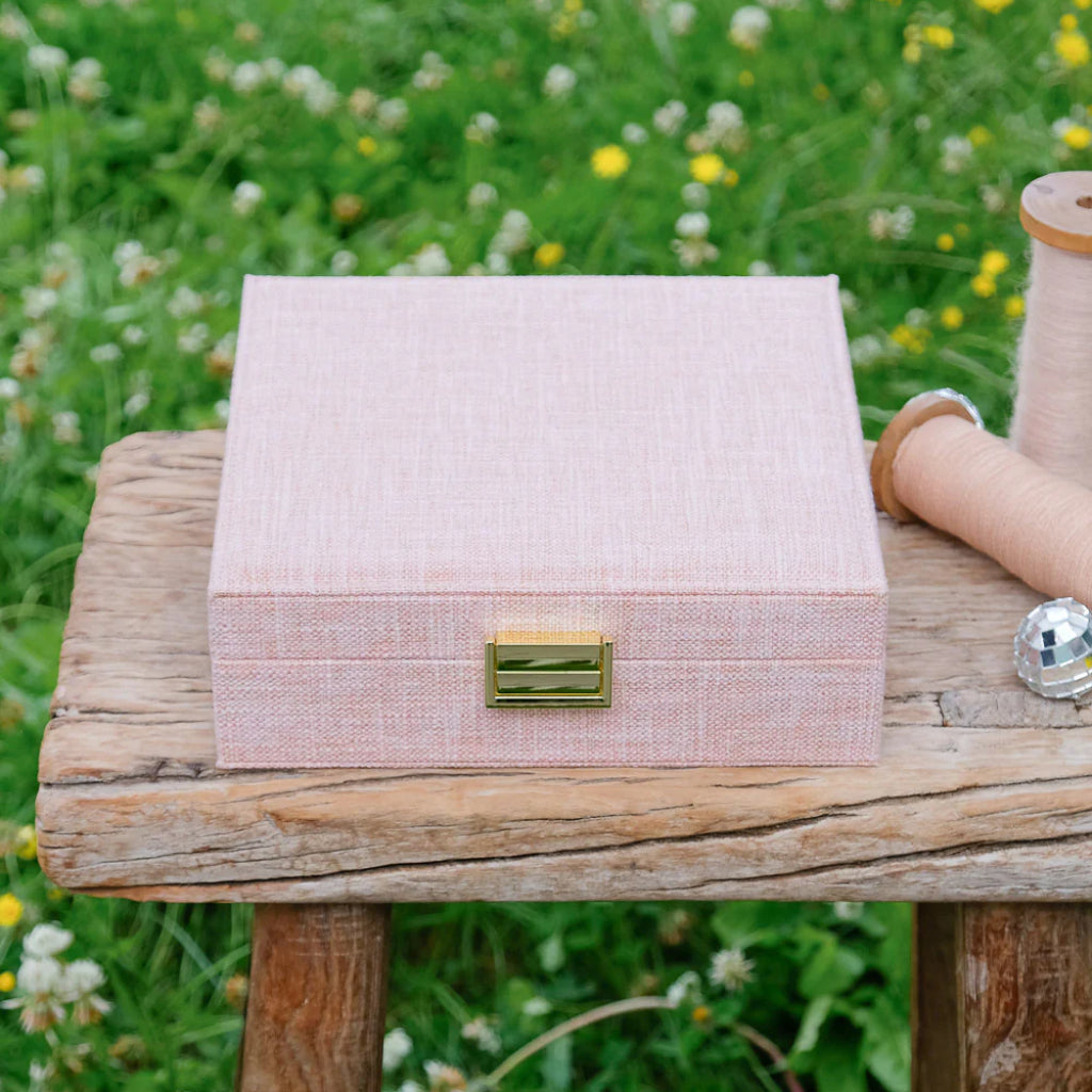 Large Square Jewellery Box | Anne | Linen | Maison Scarlett