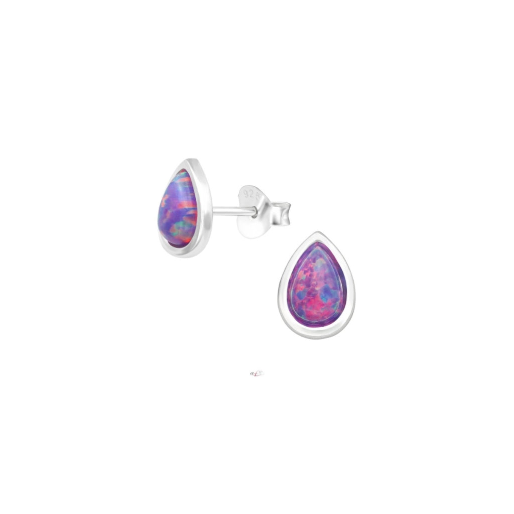 Loki Silver Purple Pear Cut Stud Earrings