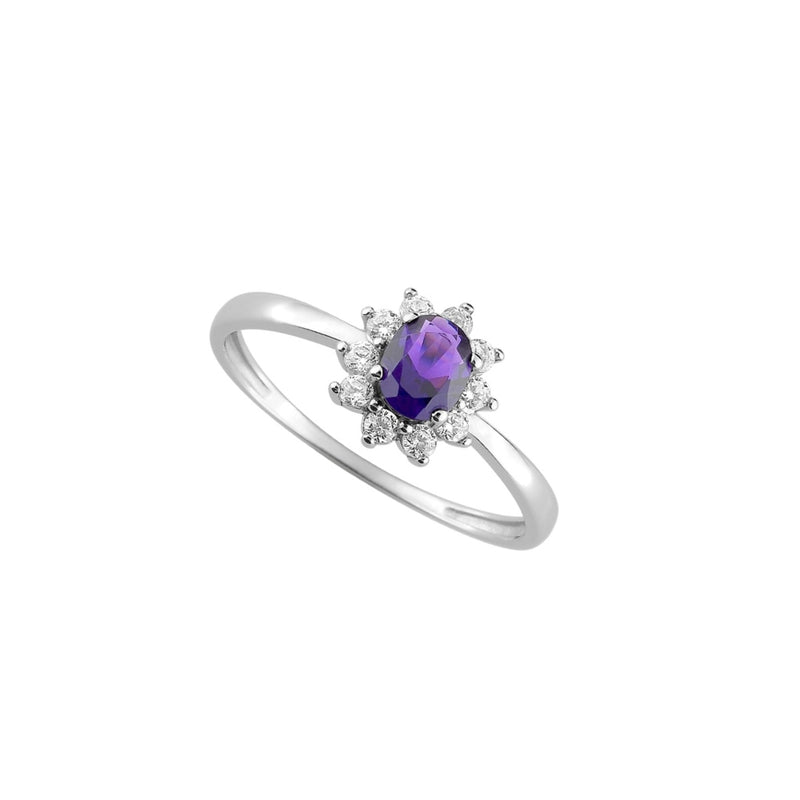 Silver Delicate Cluster Ring Amethyst