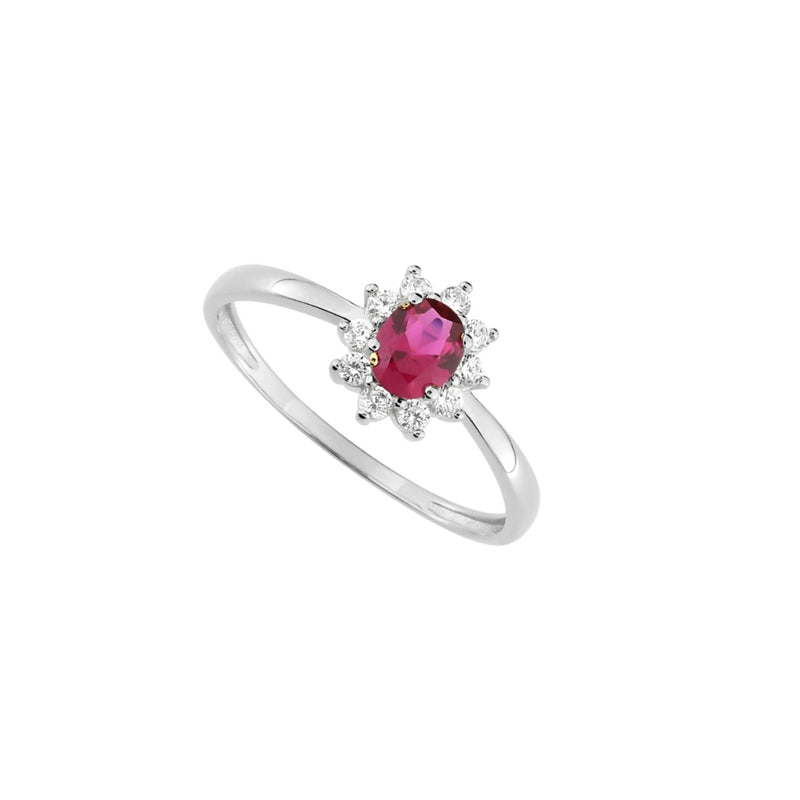 Silver Delicate Cluster Ring Ruby