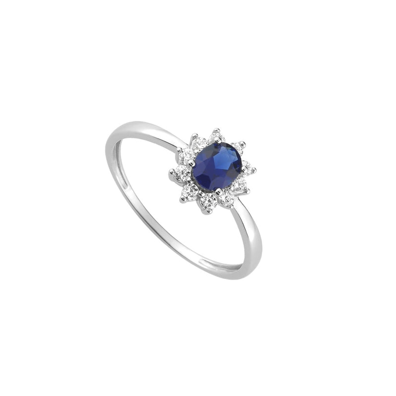 Silver Delicate Cluster Ring Sapphire