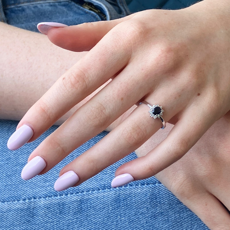 Silver Delicate Cluster Ring Sapphire