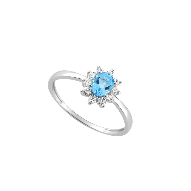 Silver Delicate Cluster Ring Topaz