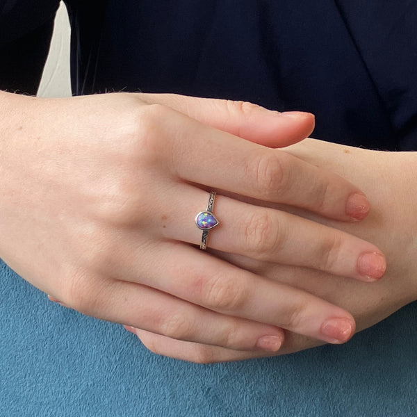 Loti Silver Purple Teardrop Opal Ring