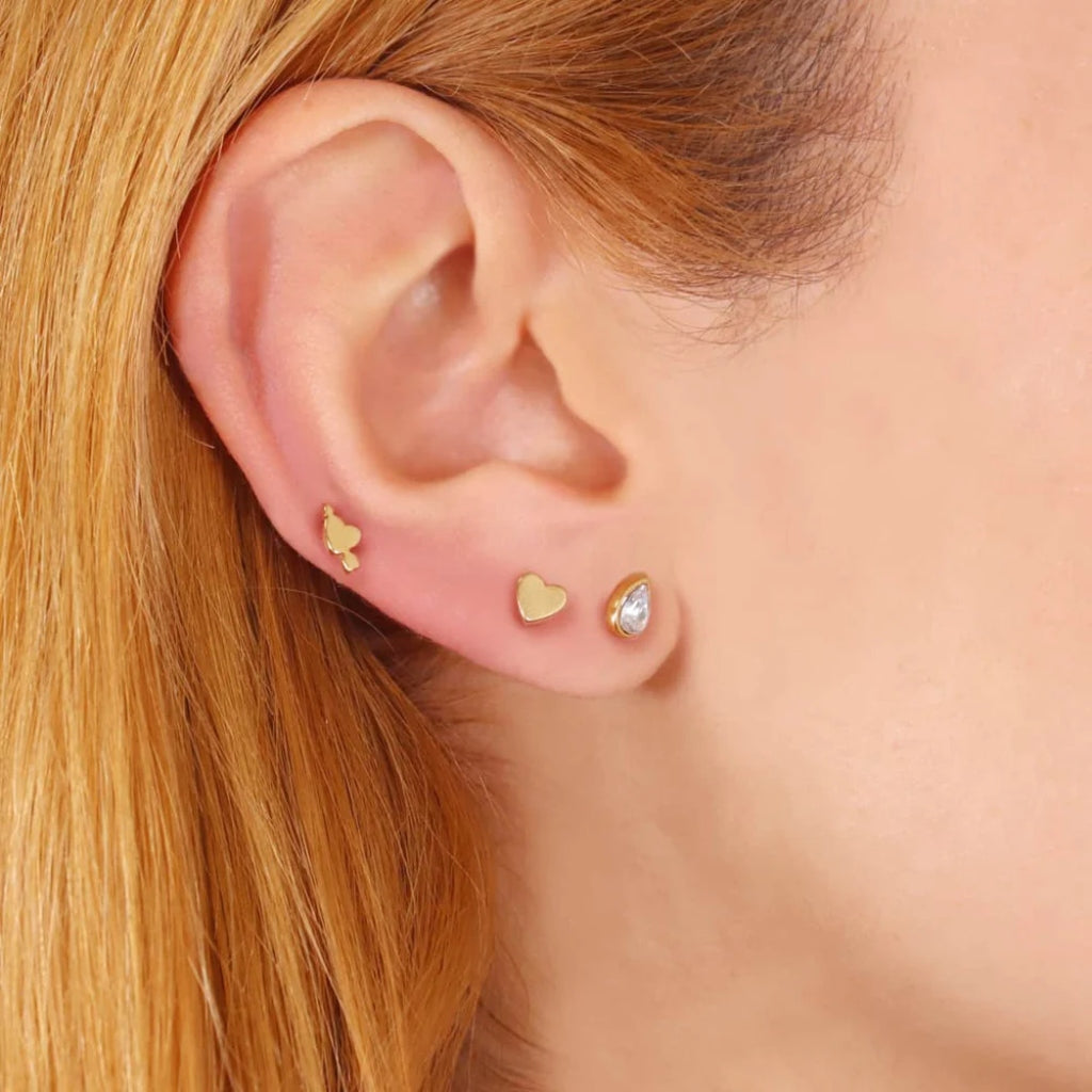 Love Heart Ball Back Single Stud Earring | Anartxy