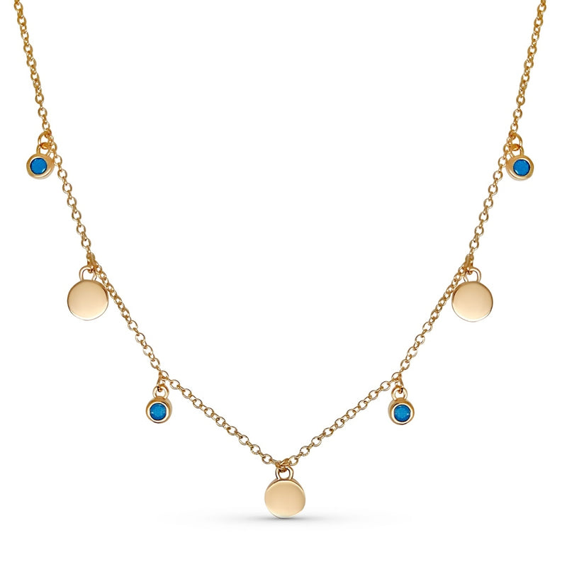 Luca Gold Turquoise Circle Charm Necklace