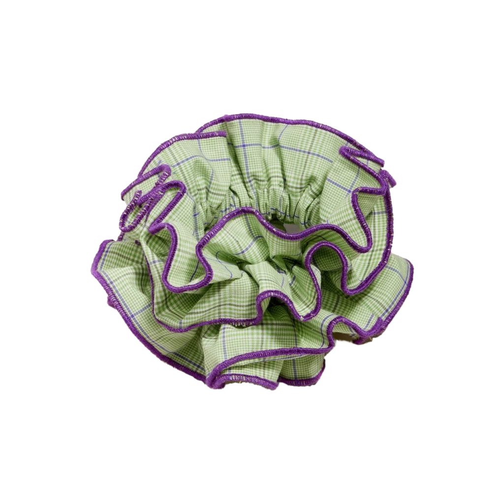 Maxi Hair Scrunchie | Green Tartan & Purple | Chou²