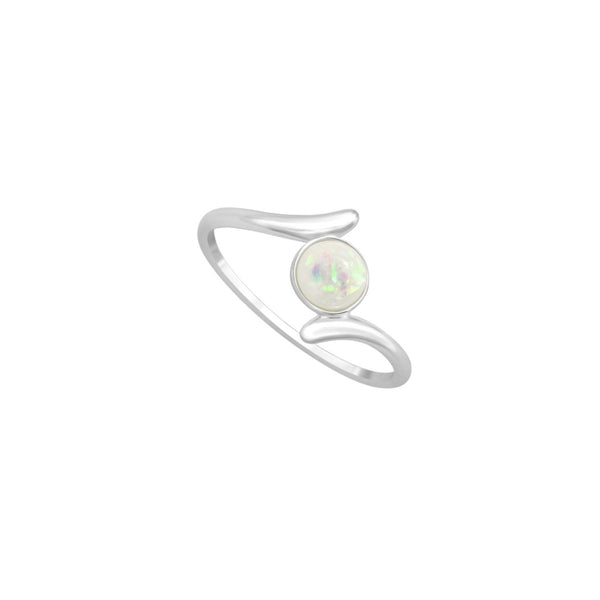 Mia Silver Bypass White Opal Ring