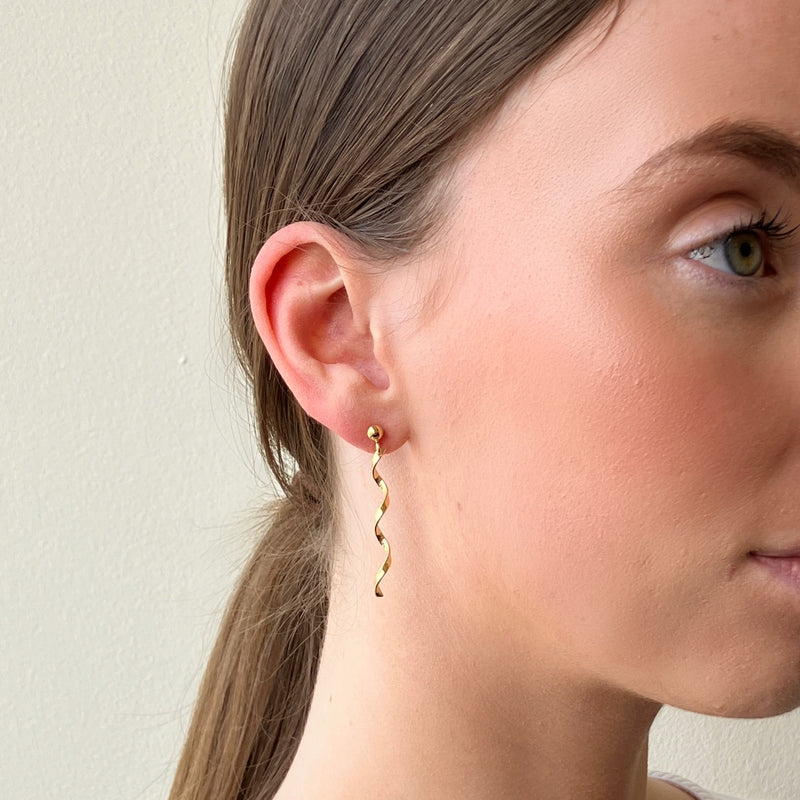 Micha Gold Spiral Dangle Stud Earrings