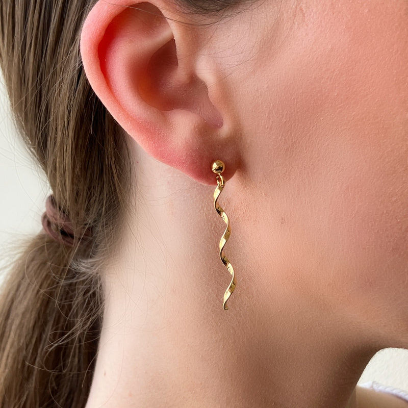Micha Gold Spiral Dangle Stud Earrings
