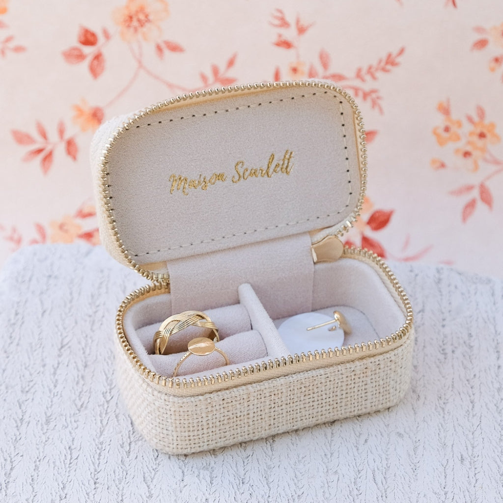 Mini Jewellery Travel Case | Marie | Linen | Maison Scarlett