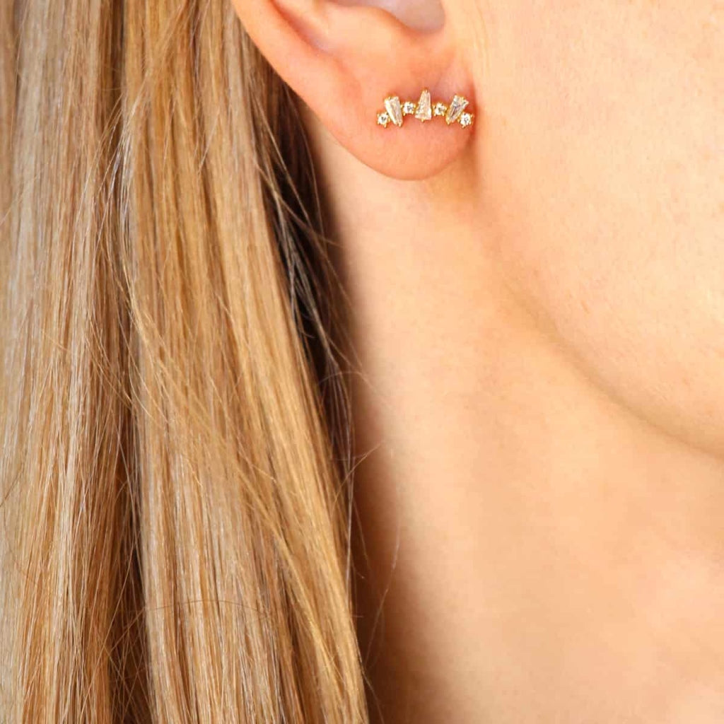 Multistone Flat Back Stud Earrings | Anartxy