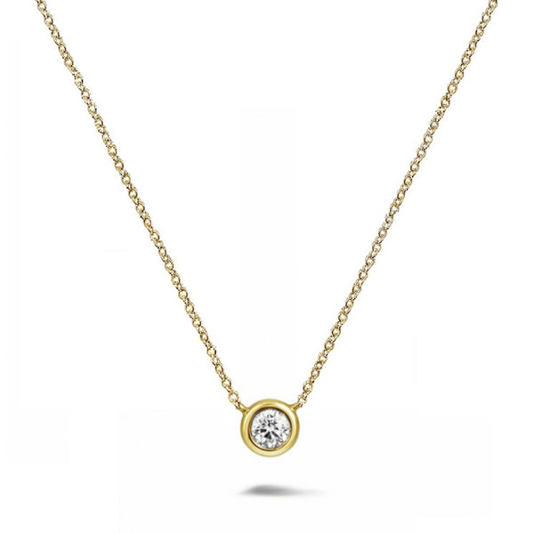 Gold Delicate Circle Crystal Necklace